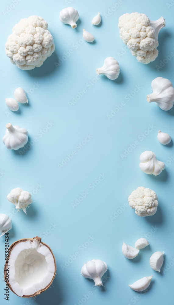 Creative Flat Lay of Fresh Ingredients and Natural Objects Arranged in a Vibrant and Aesthetic Composition Creative Flat Lay of Fresh Ingredients and Natural Objects Arranged in a Vibrant and Aesthetic Composition