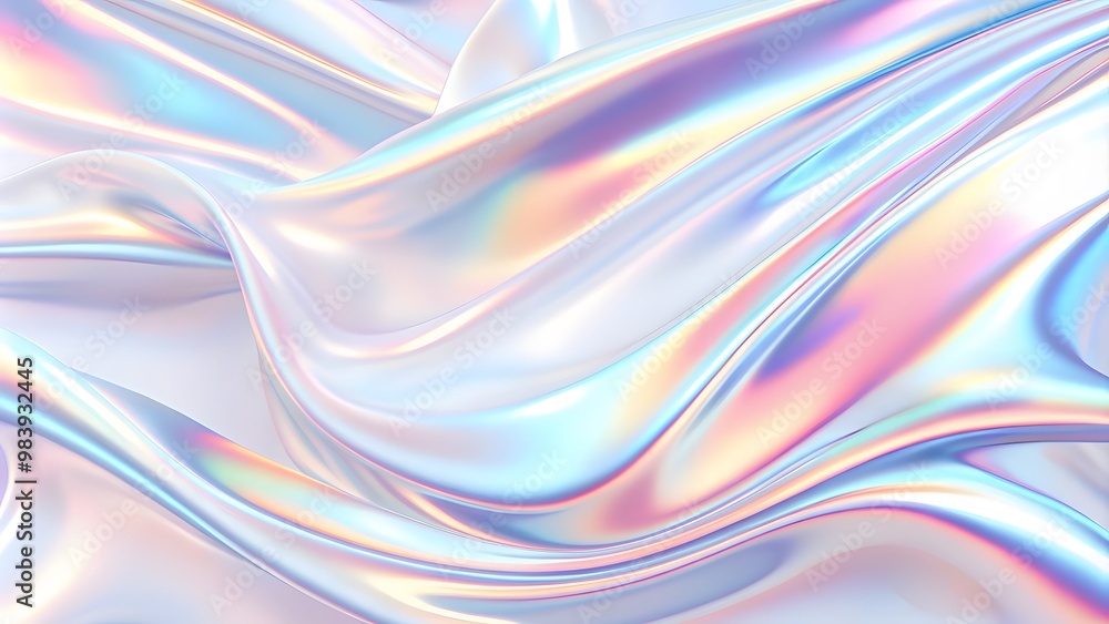 Silver holographic foil. Abstract chrome waves background. Hologram texture. Premium quality. Modern design. abstract 3d wave background Silver holographic foil. Abstract chrome waves background. Hologram texture. Premium quality. Modern design. abstract 3d wave background