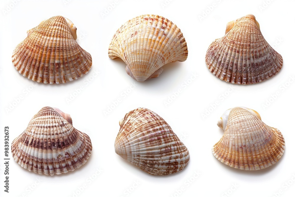 A set of seashell isolated on white background A set of seashell isolated on white background