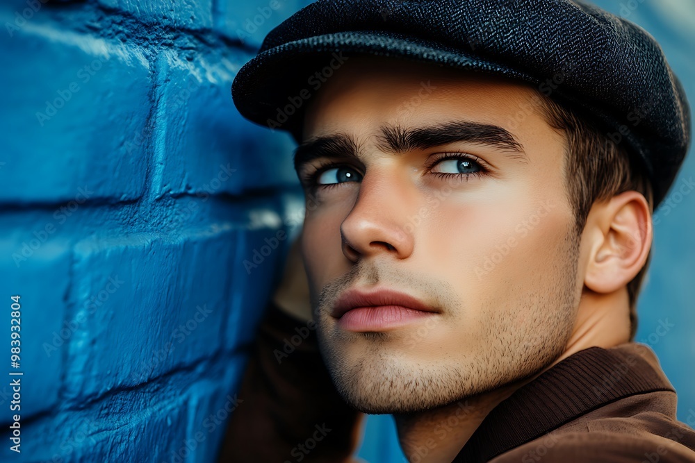 Portrait of young handsome bearded hipster man with black cap Portrait of young handsome bearded hipster man with black cap