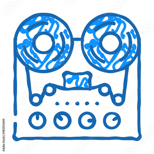 reel-to-reel tape player doodle icon sketch vector. reel-to-reel tape player sign. isolated symbol illustration