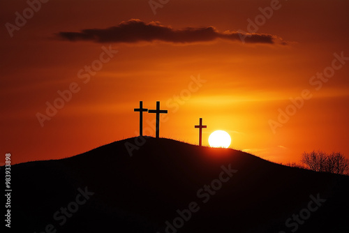 cross in the sunset