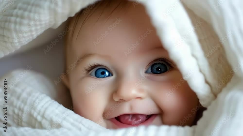Close-up of baby under a white blanket Close-up of baby under a white blanket