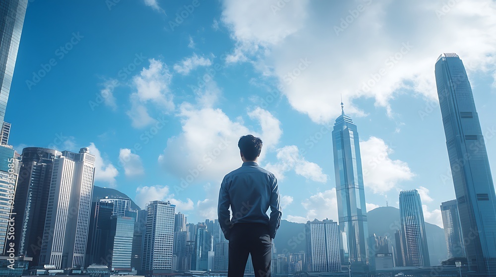 Young man in suit standing in the city Young man in suit standing in the city