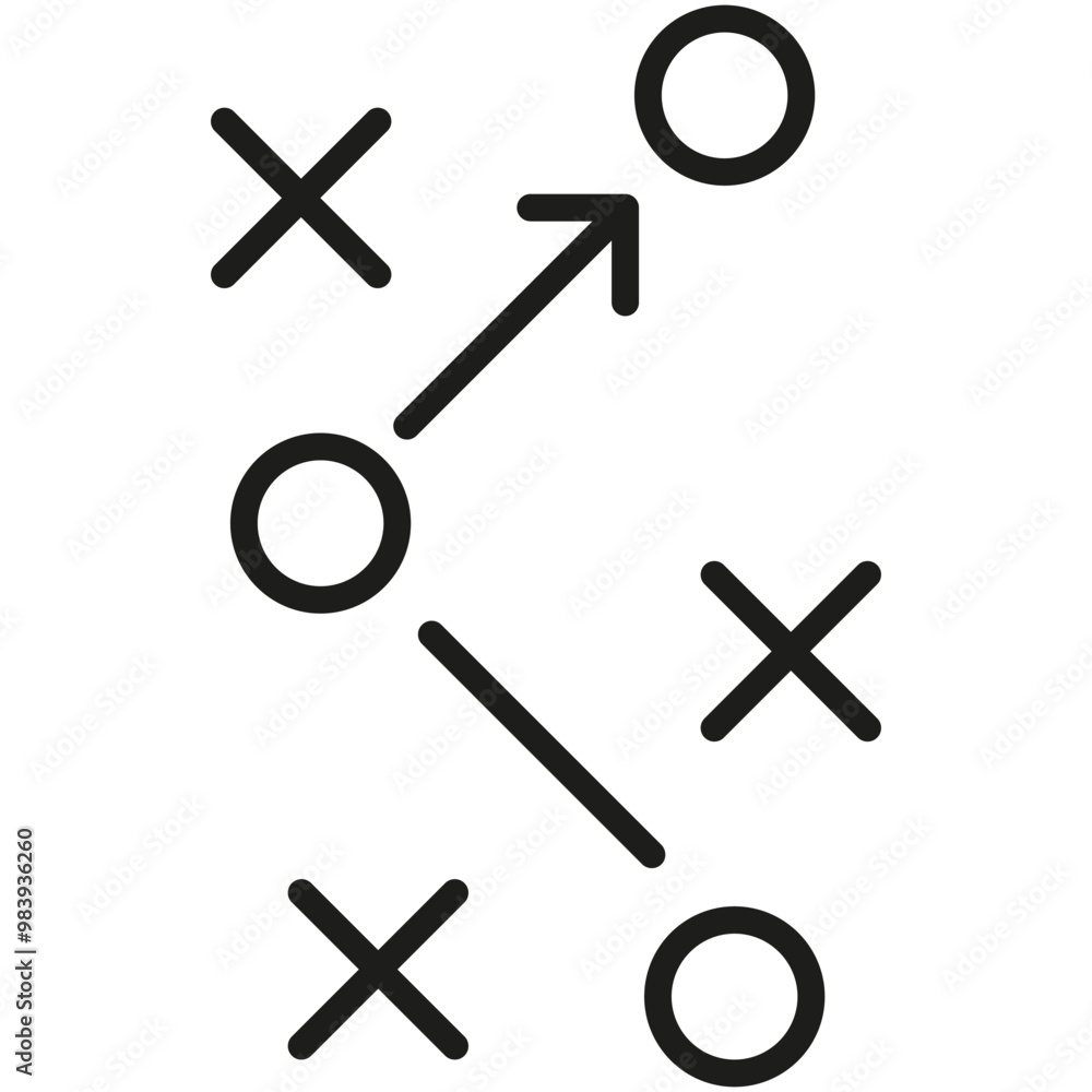Sports Tactic and Strategy Line Icon. Scheme of Movement of Team Player. Vector Illustration Sign Sports Tactic and Strategy Line Icon. Scheme of Movement of Team Player. Vector Illustration Sign