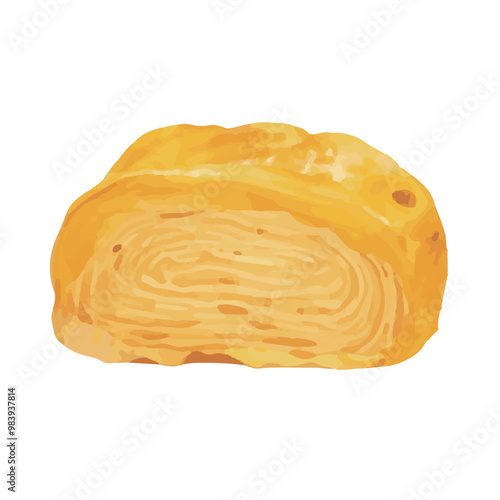水彩で描いた卵焼きのイラスト