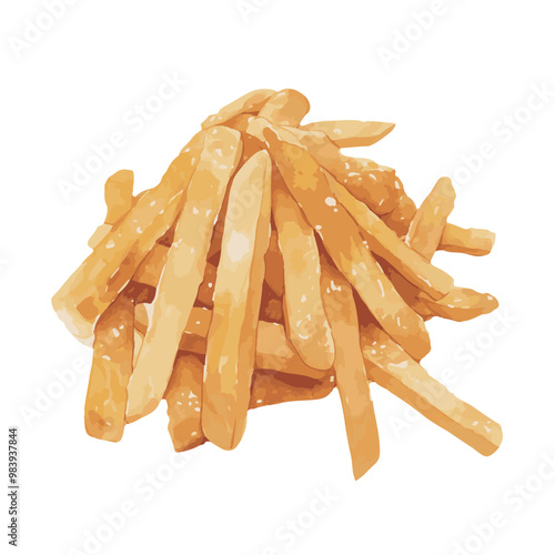 水彩で描いたフライドポテトのイラスト
