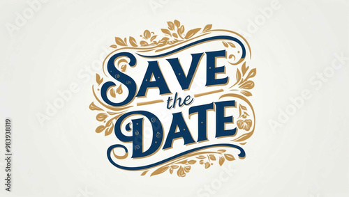 save the date typography lettering decorative design on plain white background