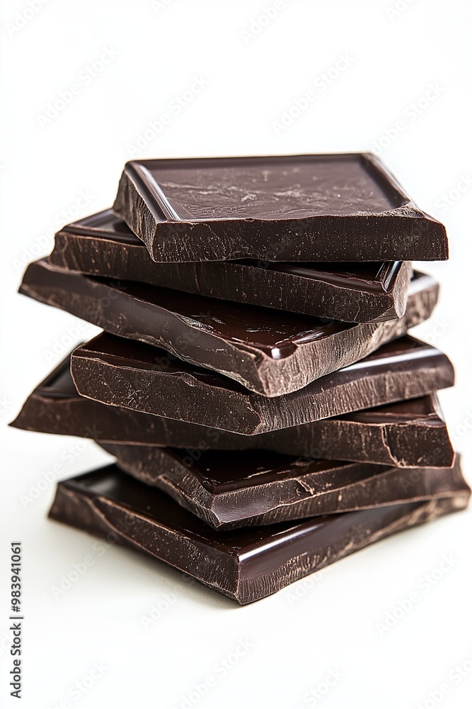 A stack of chocolate bars isolated on a white background A stack of chocolate bars isolated on a white background