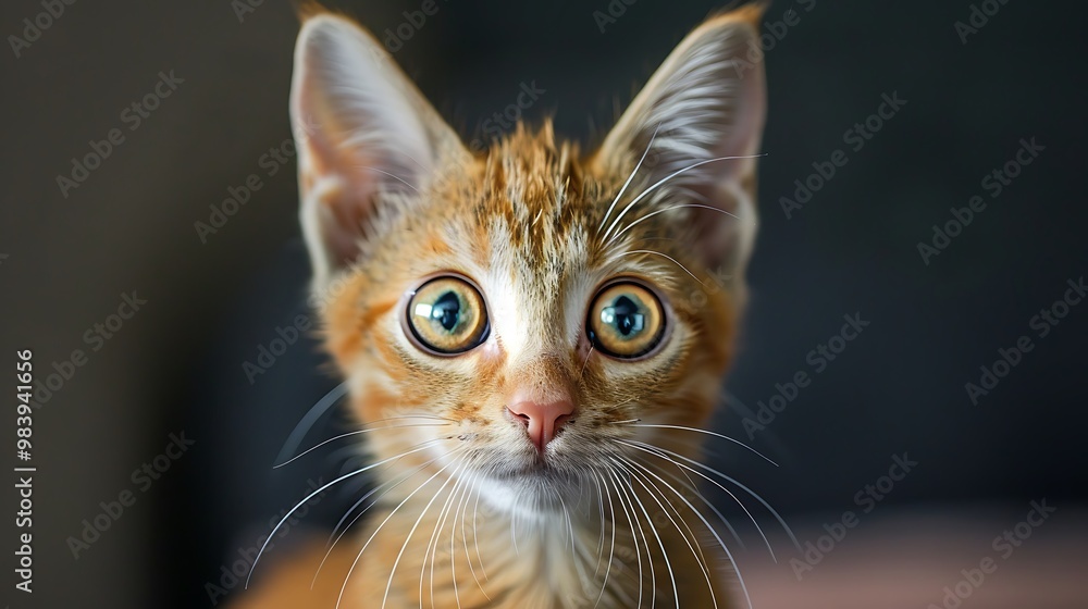 Surprised kitten with large eyes and short hair and soft body Surprised kitten with large eyes and short hair and soft body