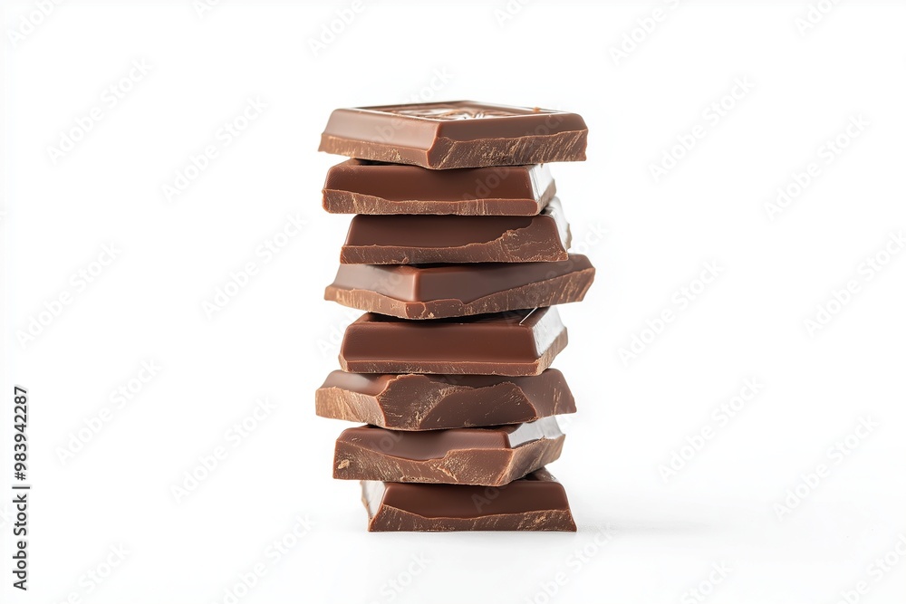 A stack of chocolate bars isolated on a white background A stack of chocolate bars isolated on a white background