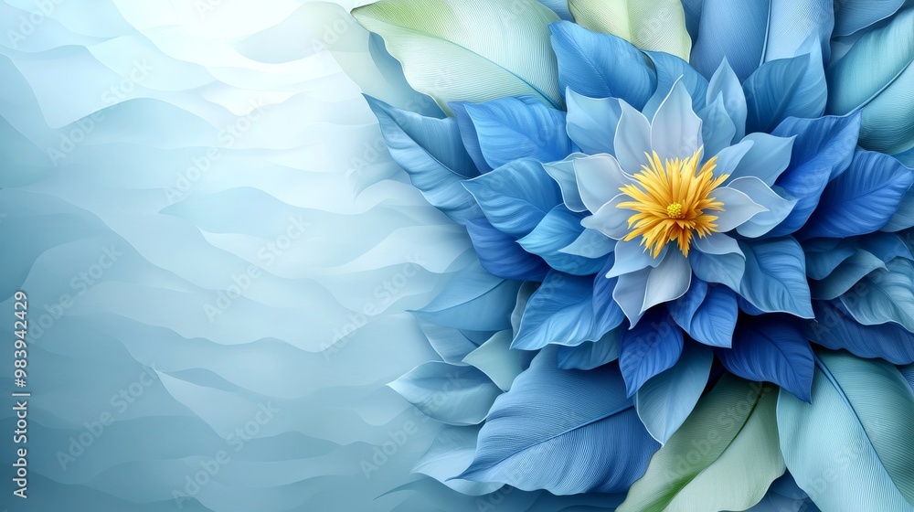 Obraz premium A stunning blue floral design with intricate petal details, perfect for nature and art themes.