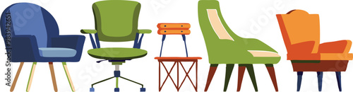 Chair collections set for interior design