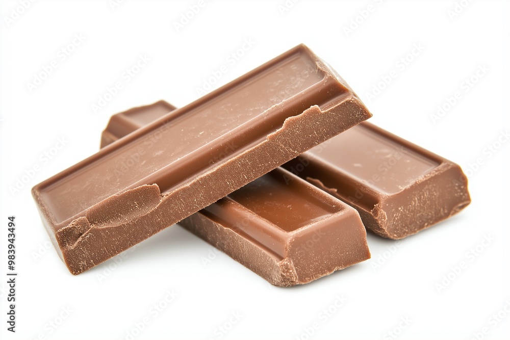 Two pieces of a chocolate bar isolated on a white background Two pieces of a chocolate bar isolated on a white background