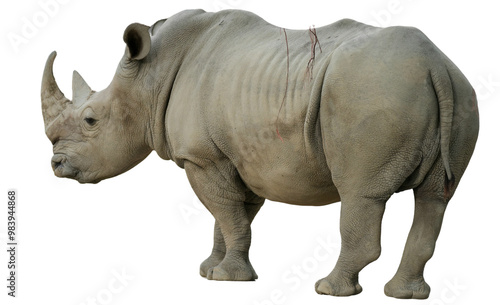 White Rhinoceros (Ceratotherium simum) Isolated on a Transparent Background PNG photo