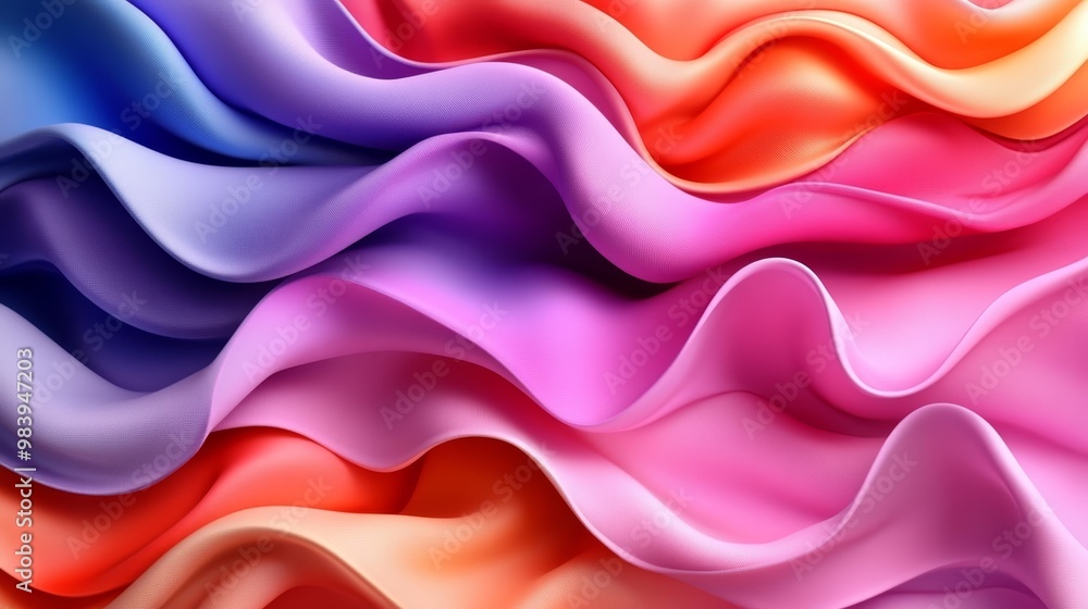 Colorful flowing waves of fabric create a stunning visual effect, showcasing soft textures and vibrant hues for artistic backgrounds. Colorful flowing waves of fabric create a stunning visual effect, showcasing soft textures and vibrant hues for artistic backgrounds.