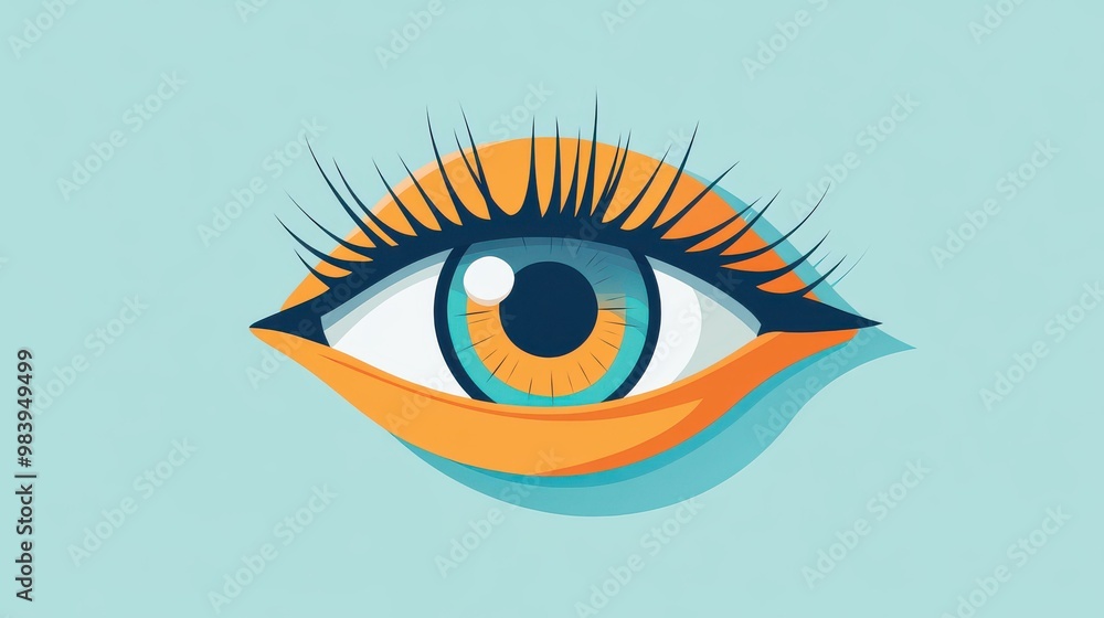A modern illustration showcasing a stylized eye, combining vibrant textures with a playful cartoon aesthetic. A modern illustration showcasing a stylized eye, combining vibrant textures with a playful cartoon aesthetic.