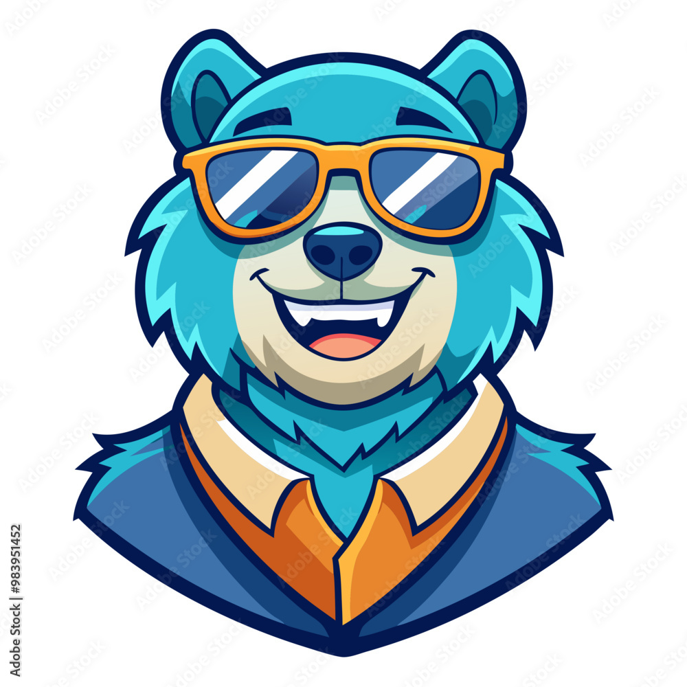 Naklejka premium Cartoon Bear Character Head Portrait in Avatar Style 