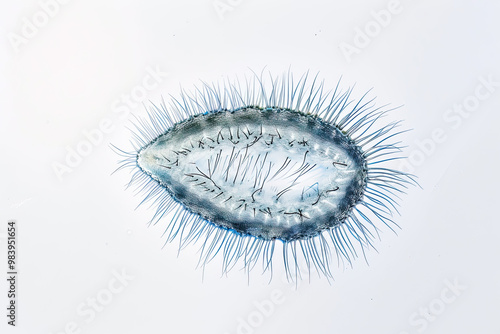 Obraz na płótnie Paramecium with Slipper-Shaped Body and Defined Cilia, Microscopic Image on White w salonie