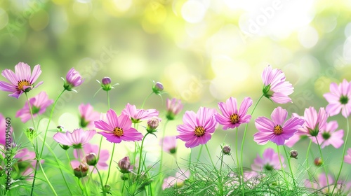 flower_background_Pink_flowers_Garden_Green_gras