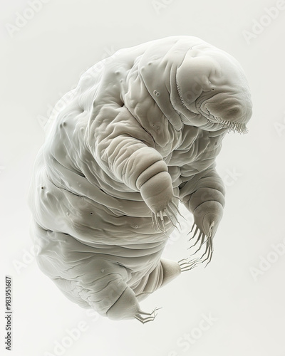 Floating Tardigrade in Hibernation, Softly Lit with Emphasized Textured Skin and Claws photo