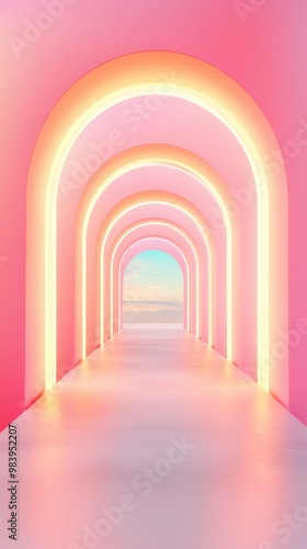 Pink Arched Tunnel with Glow