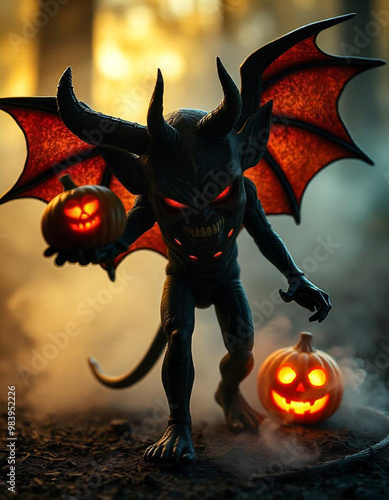 realistic happy halloween devil background photo