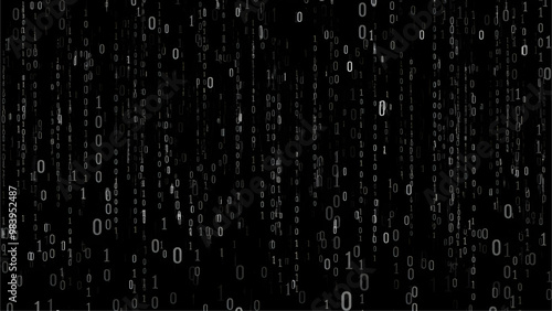 Vector matrix background. Stream of binary code on screen. Data and technology, decryption and encryption, computer matrix background numbers 1,0. Coding or Hacker concept. Vector illustration