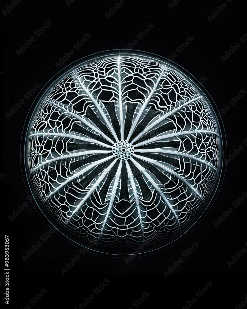 Geometric Diatom Shell, Sharply Defined Against a Pure Black Backdrop