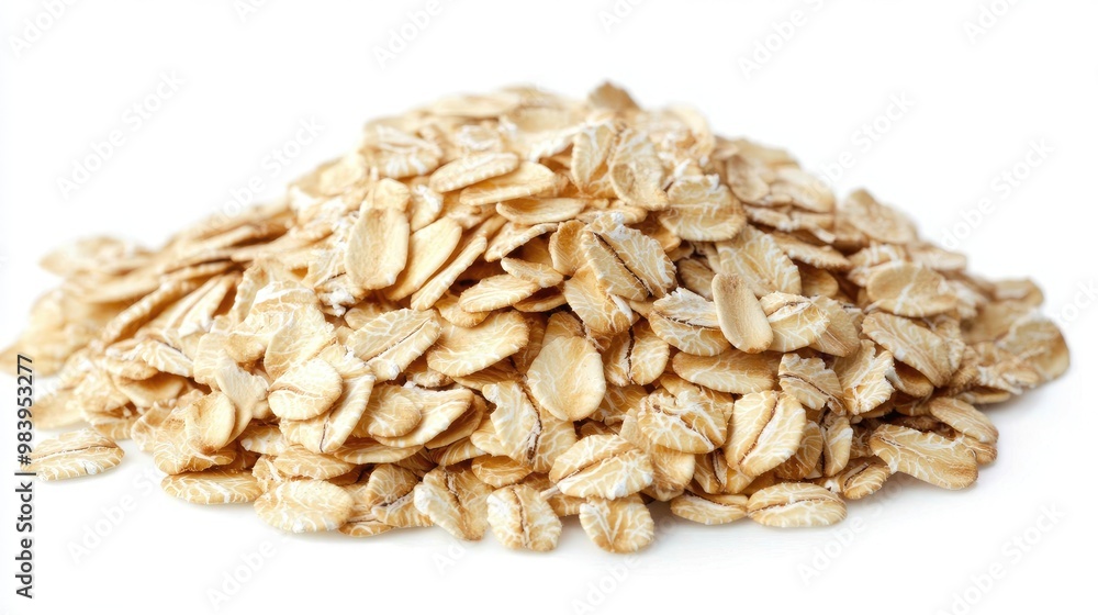 A pile of raw oat flakes. Perfect for illustrating healthy eating habits. A pile of raw oat flakes. Perfect for illustrating healthy eating habits.
