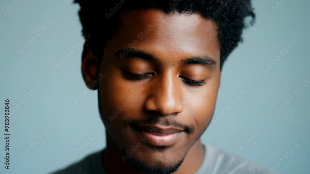Close-up of young black man expressing calmness Close-up of young black man expressing calmness
