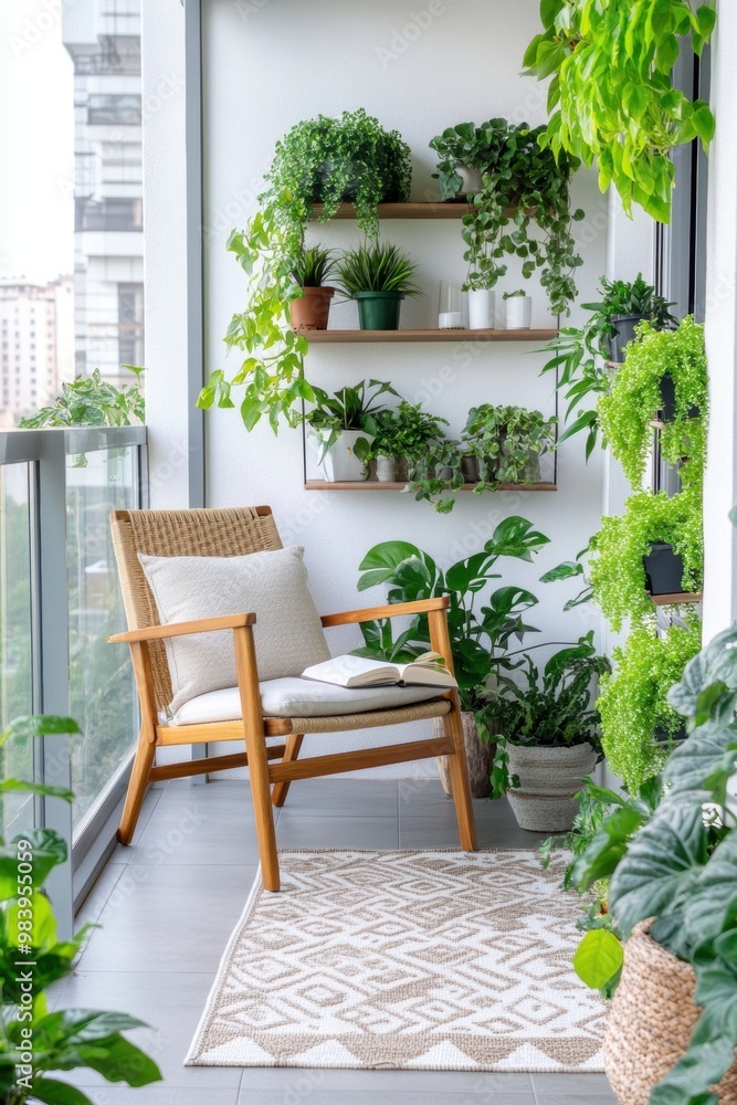 Naklejka premium A charming outdoor balcony transformed into a cozy oasis