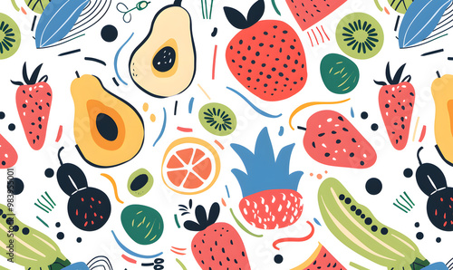 fruits and vegetable herbal concept for background or 2d illustrator cartoon.