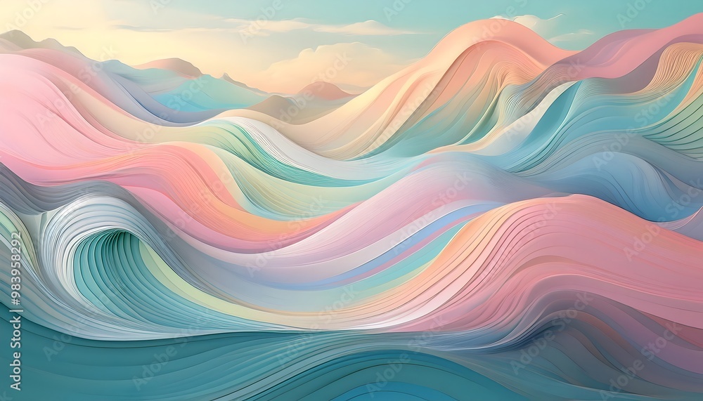 Obraz premium Soft pastel waves creating a calming rhythm
