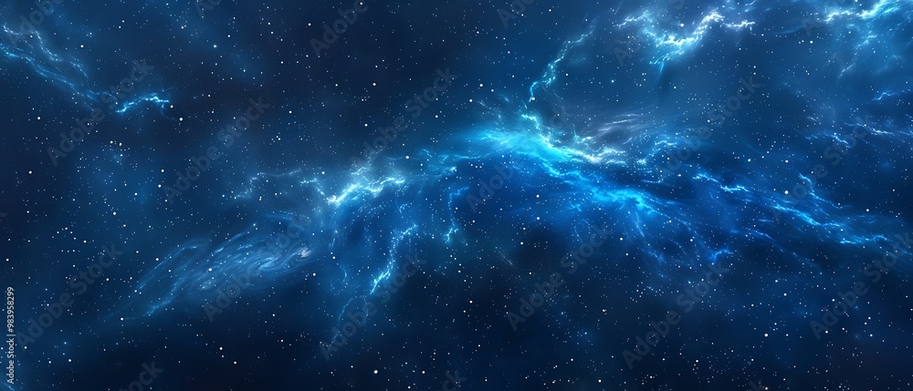 Fototapeta premium Beautiful Blue Skies with Nature, Moon ,Cloud ,Beach scenery, Tree, night -Anime concept Background