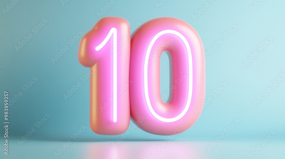 Vibrant Glowing 10th Anniversary Number Symbol