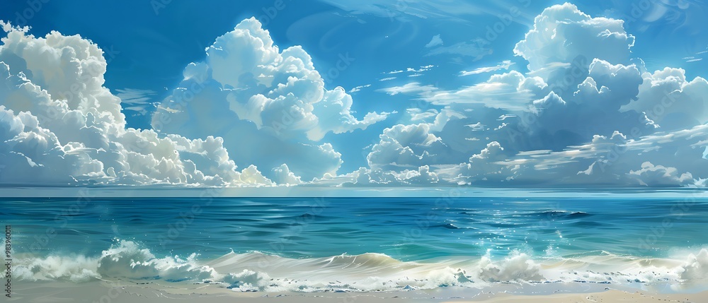 Beautiful Blue Skies with Nature, Moon ,Cloud ,Beach scenery, Tree, night -Anime concept Background Beautiful Blue Skies with Nature, Moon ,Cloud ,Beach scenery, Tree, night -Anime concept Background