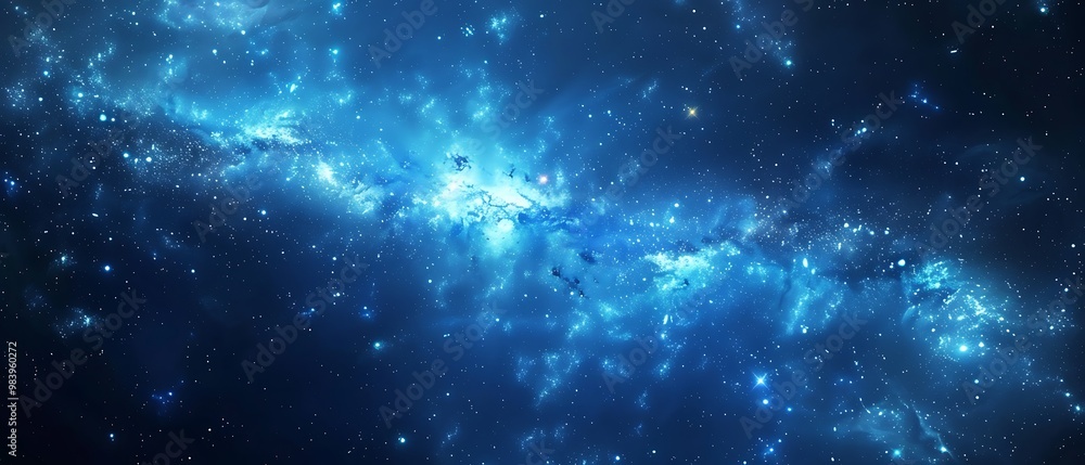 Obraz premium Beautiful Blue Skies with Nature, Moon ,Cloud ,Beach scenery, Tree, night -Anime concept Background