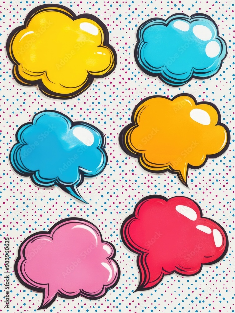 Polka Dot Background with Colorful Speech Bubbles Polka Dot Background with Colorful Speech Bubbles