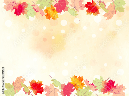 紅葉したかえでの背景イラスト
