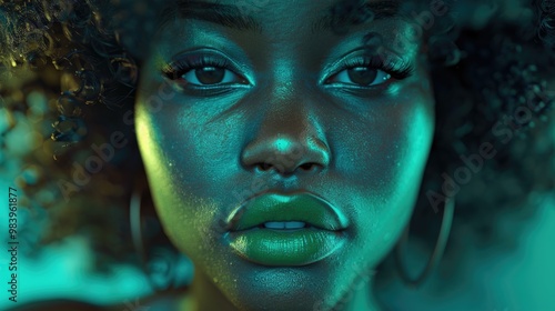 Ethereal African Beauty with Surreal Blue Lighting