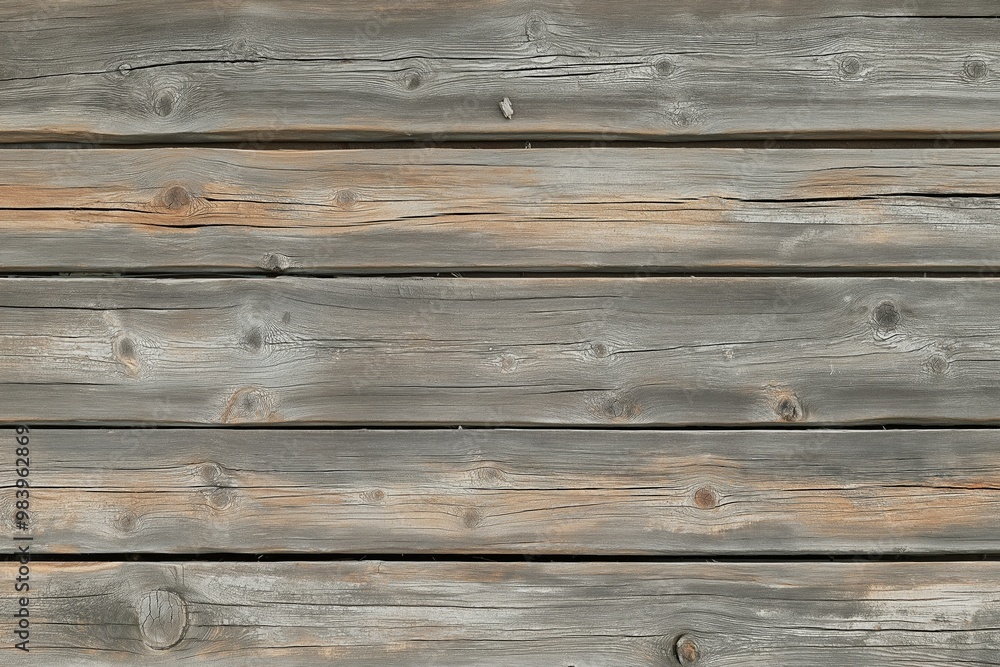Obraz premium A wooden surface with a grainy texture and a few holes. The surface is rough and uneven, giving it a rustic appearance