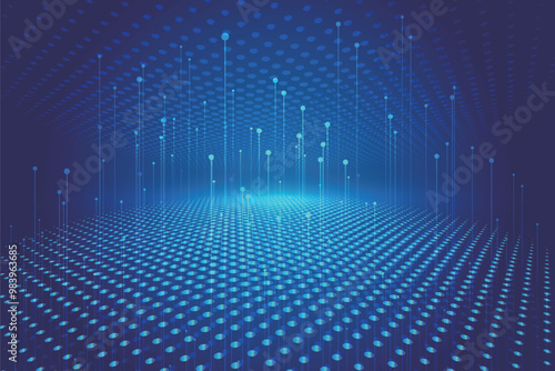 The dot extends forward with the rising ray technology big data background