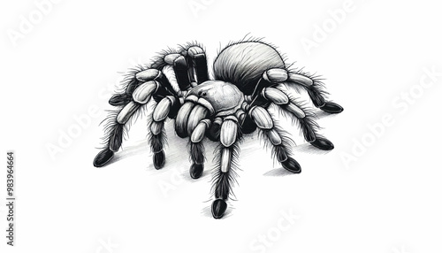 Vector Spider illustration in old Engraving drawing style