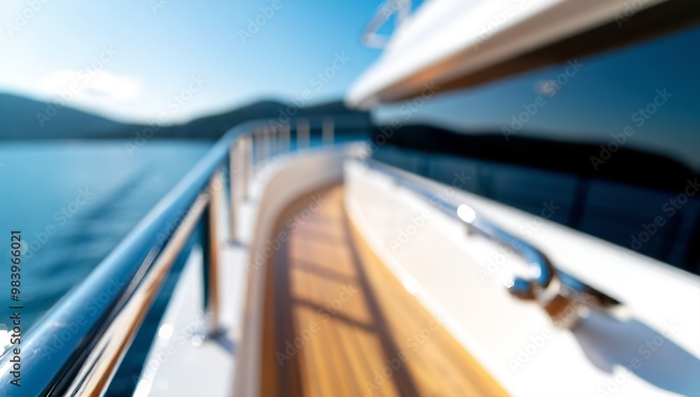 Close-up of a yacht’s polished details, like stainless steel railings and wooden decks Close-up of a yacht’s polished details, like stainless steel railings and wooden decks