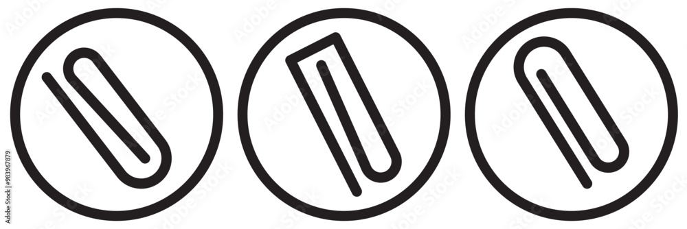 Paper clip icons set. Office Paper Clip sign, Paperclip document vector icon. Paper clip icons set. Office Paper Clip sign, Paperclip document vector icon.