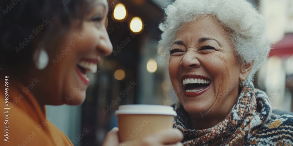 People sharing laughter over coffee People sharing laughter over coffee