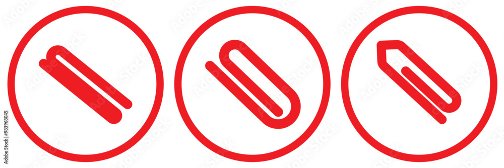 Paper clip icons set. Office Paper Clip sign, Paperclip document vector icon. Paper clip icons set. Office Paper Clip sign, Paperclip document vector icon.