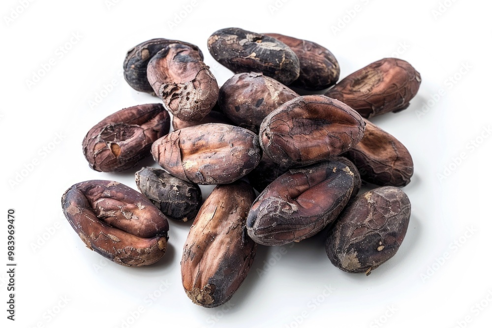 A collection of cocoa beans, used for baking, snacking and creating chocolate. A collection of cocoa beans, used for baking, snacking and creating chocolate.