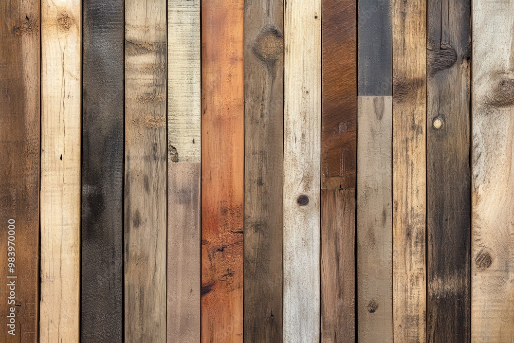 A collection of natural wood planks arranged vertically in varying lengths. A collection of natural wood planks arranged vertically in varying lengths.
